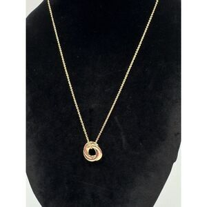 Vintage GV9 Gold Tone‎ Chain Round Swirl Pendant Stackable Necklace 19” - 22”